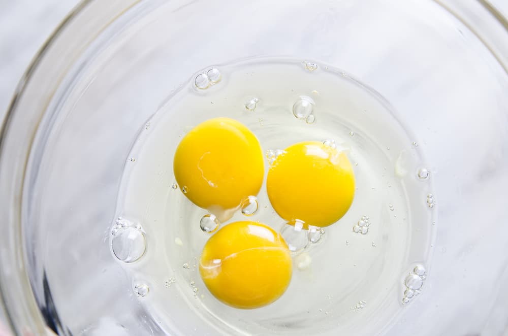 raw eggs in bowl - not safe for dogs